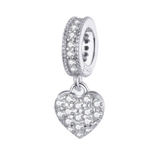Сребърен талисман Диамантено сърце