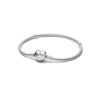 Сребърна гривна за талисмани Сърце от светлина 17 см