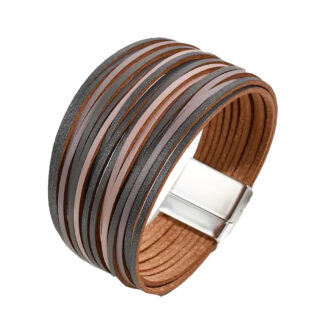 Кожена гривна Bohema Leather Grey Wood