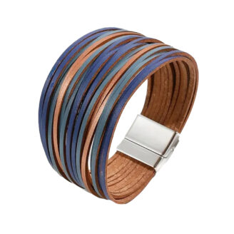 Кожена гривна Bohema Leather Blue Gold