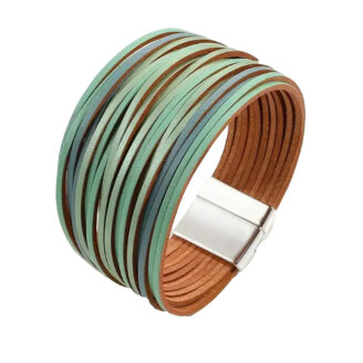 Кожена гривна Bohema Leather Green Wood