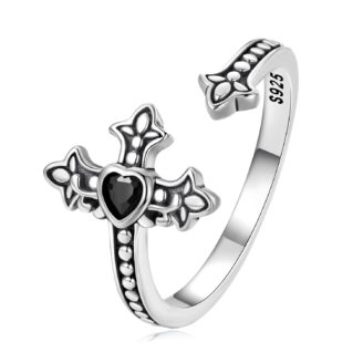 Сребърен пръстен "Gothic Heart Cross"