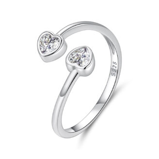 Сребърен пръстен "Twin Hearts"